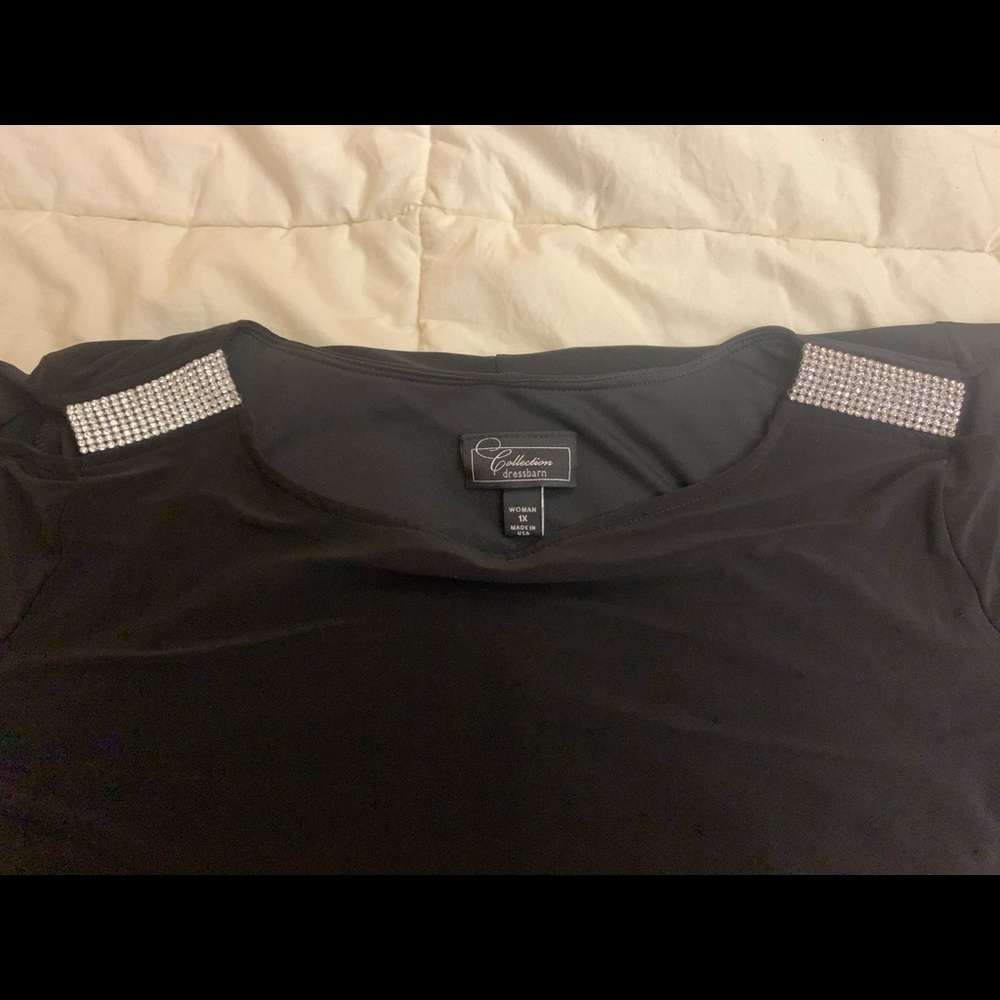 Rhinestone accent black blouse